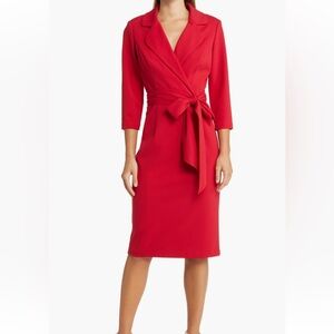 Adrianna Papell Tie Belt Faux Wrap Dress